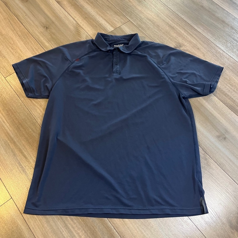 RHONE Men's Large Blue‎ Performance Athletic Polo Shirt Casual Bin B-37